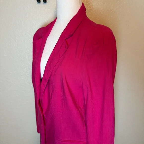 Halston Hot Pink Linen Blend Blazer Size XL - Picture 4 of 13